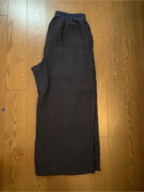 Flax Women's Navy Drawstring Linen Joggers